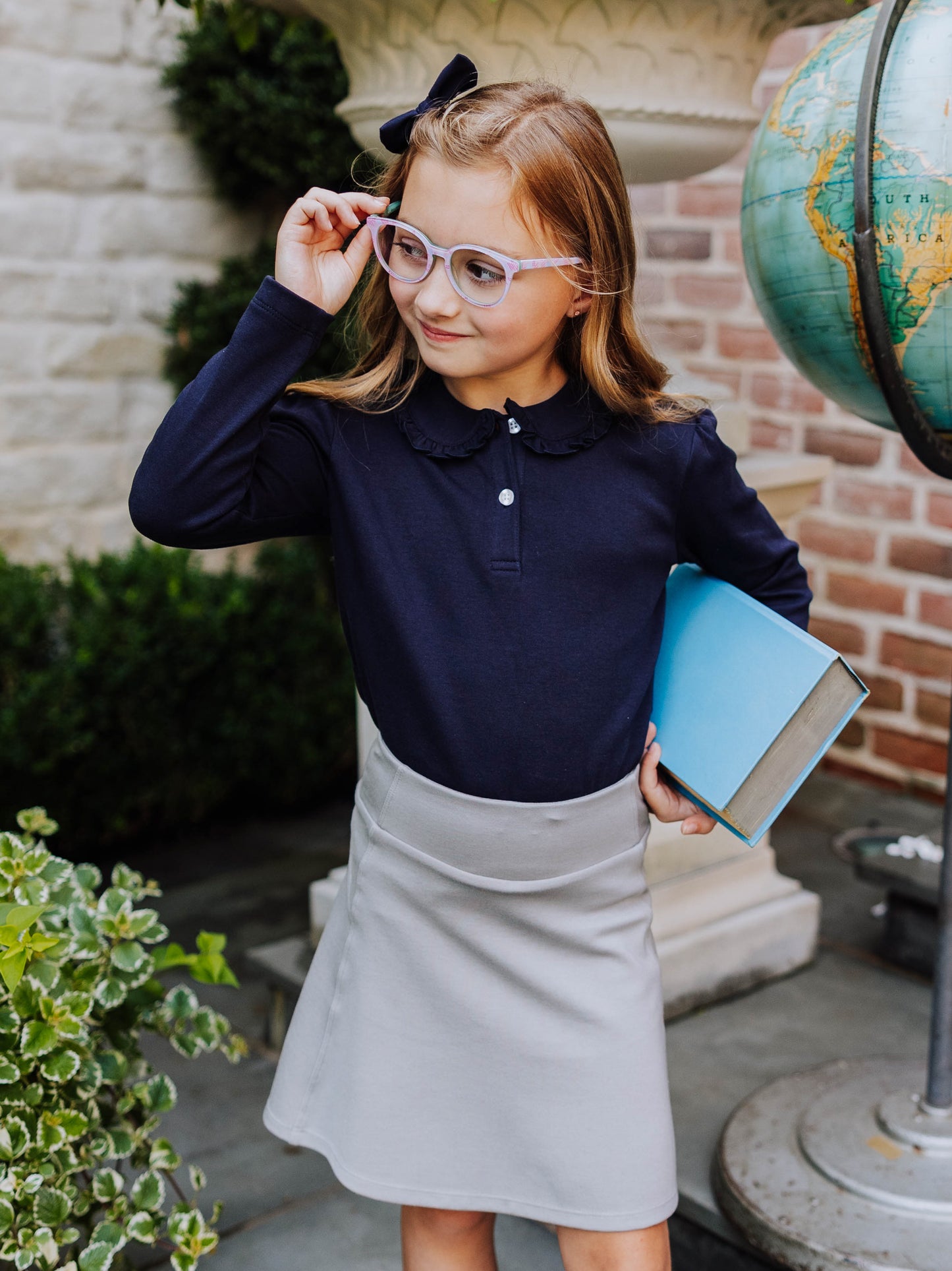 LS Ruffled Polo Shirt - Night Sky