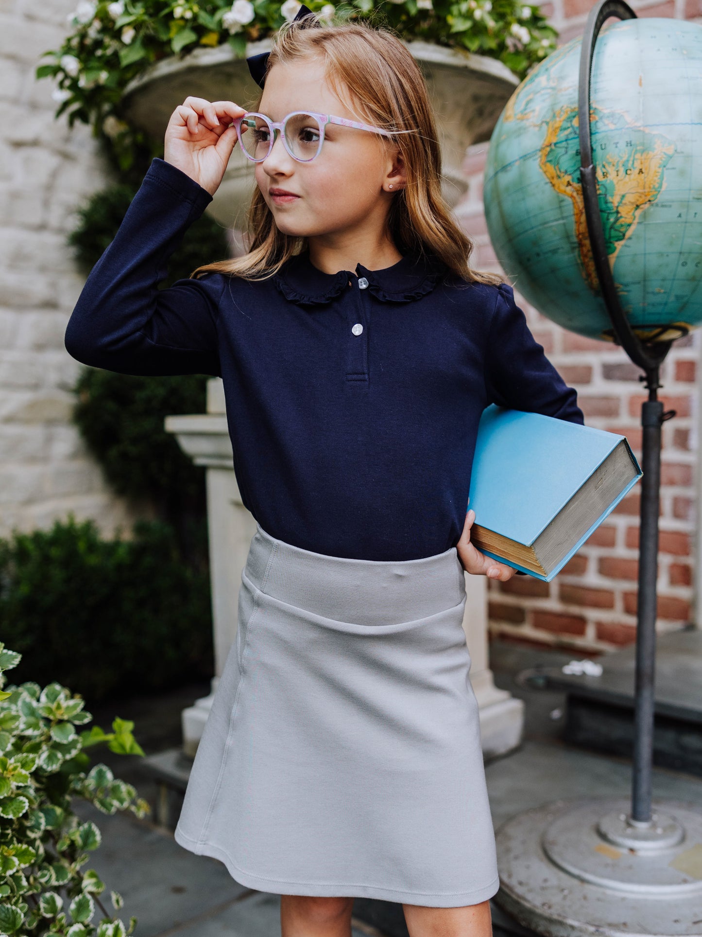 LS Ruffled Polo Shirt - Night Sky