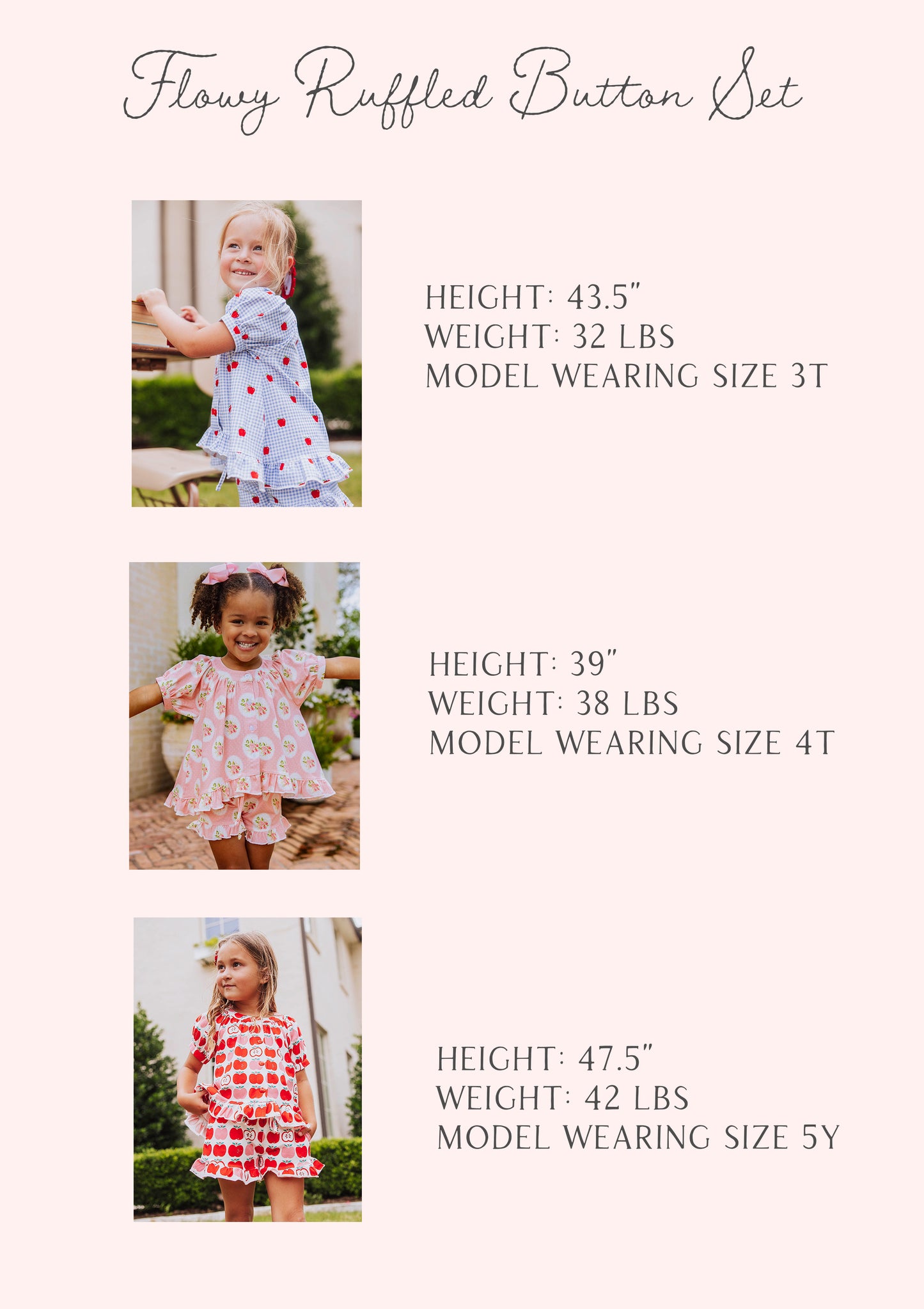 Flowy Ruffled Button Set - All the Apples