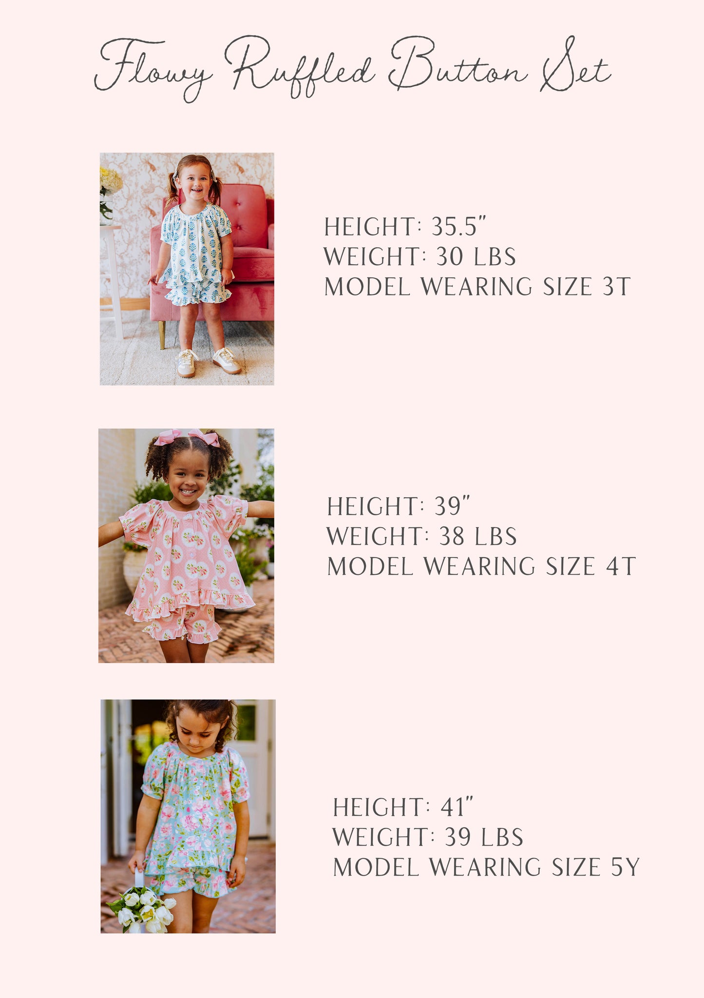 Flowy Ruffled Button Set - Covered in Roses