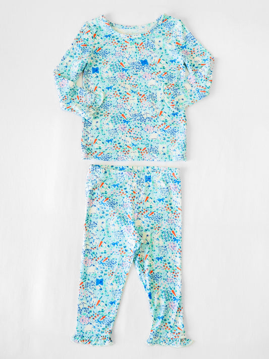 Cloud Fitted Ruffled Pajamas - Bunny Kisses