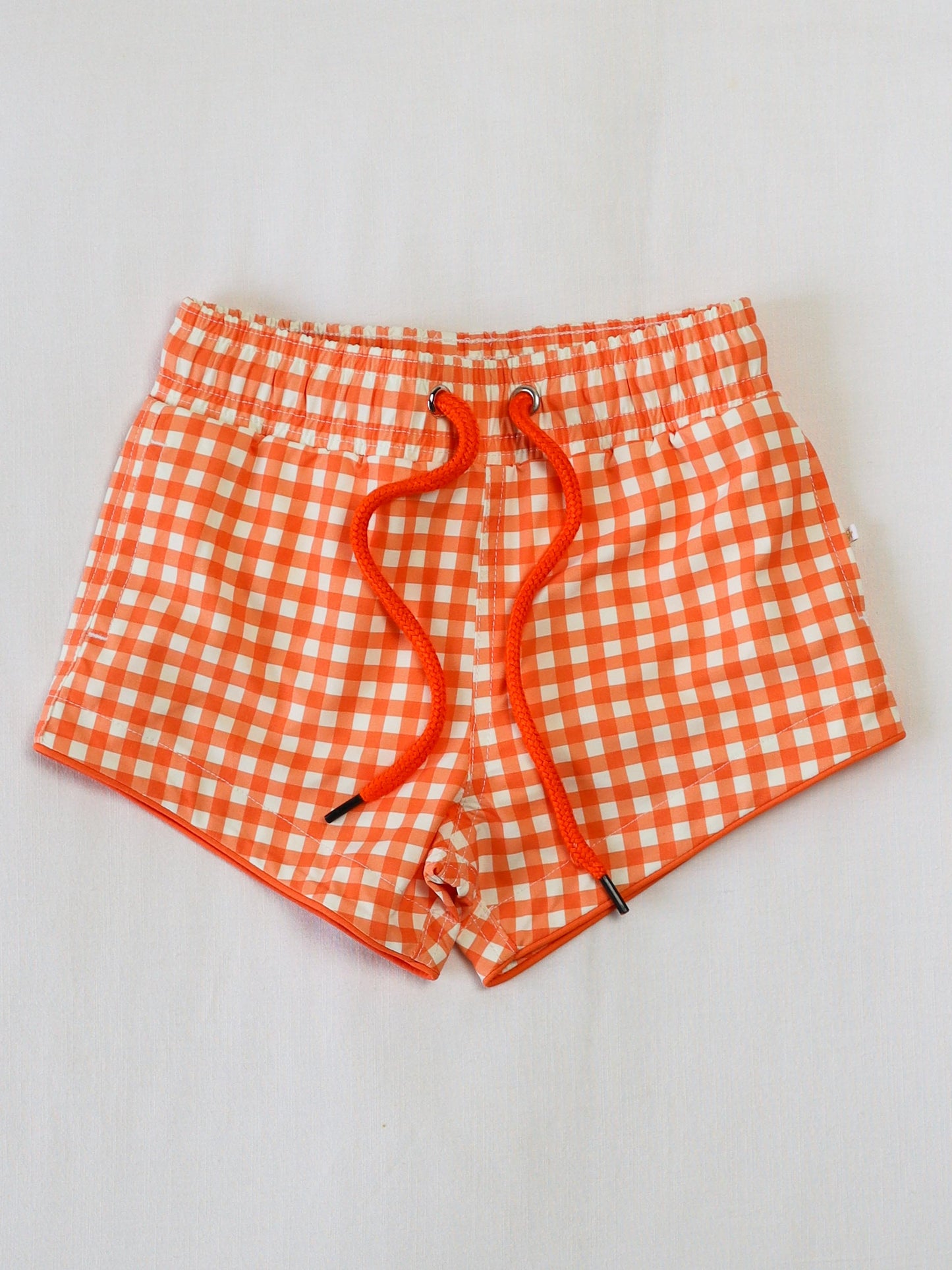 Boy's Swim Trunks - Orange Crush Gingham
