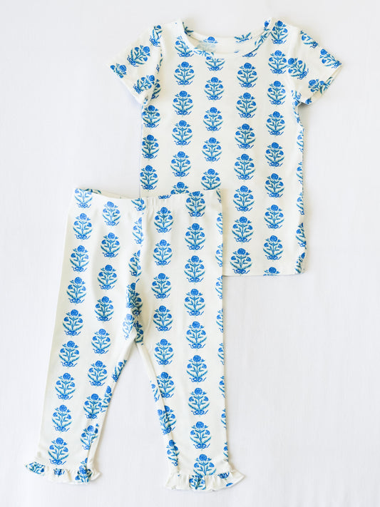 Cloud Fitted Ruffled Pajamas - Blue Nostalgia