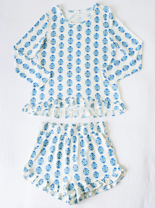 Women's Ruffled Cloud Pajamas - Blue Nostalgia