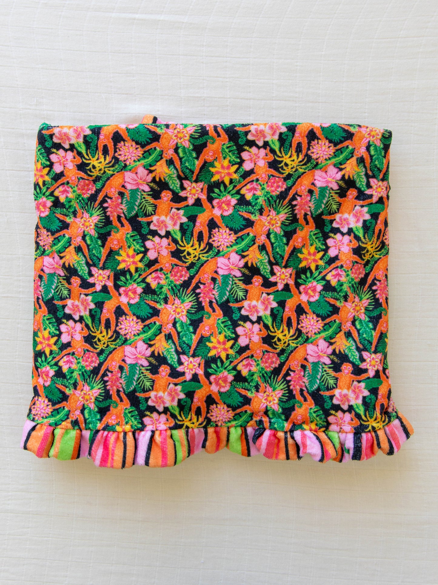 Ruffled Towel - Tropical Monkeys