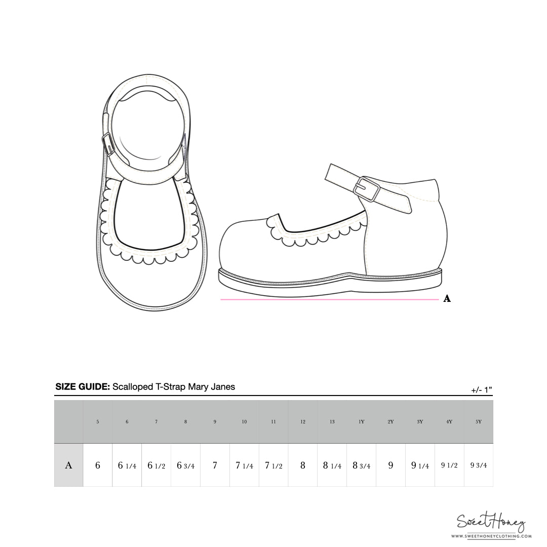 Scalloped T-Strap Mary Jane - Red