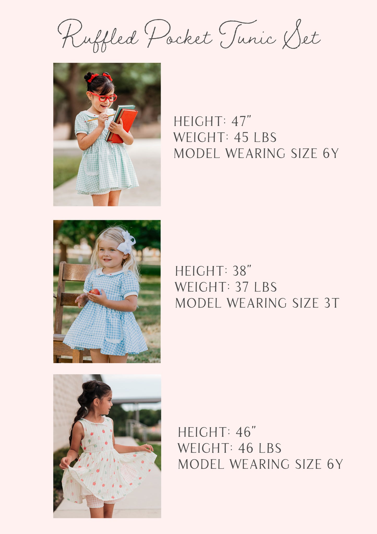 Ruffled Pocket Tunic Set - Alphabet Check Blue