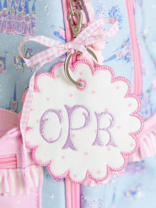 Monogrammed Go Everywhere Tag - Orchid Pink Dot