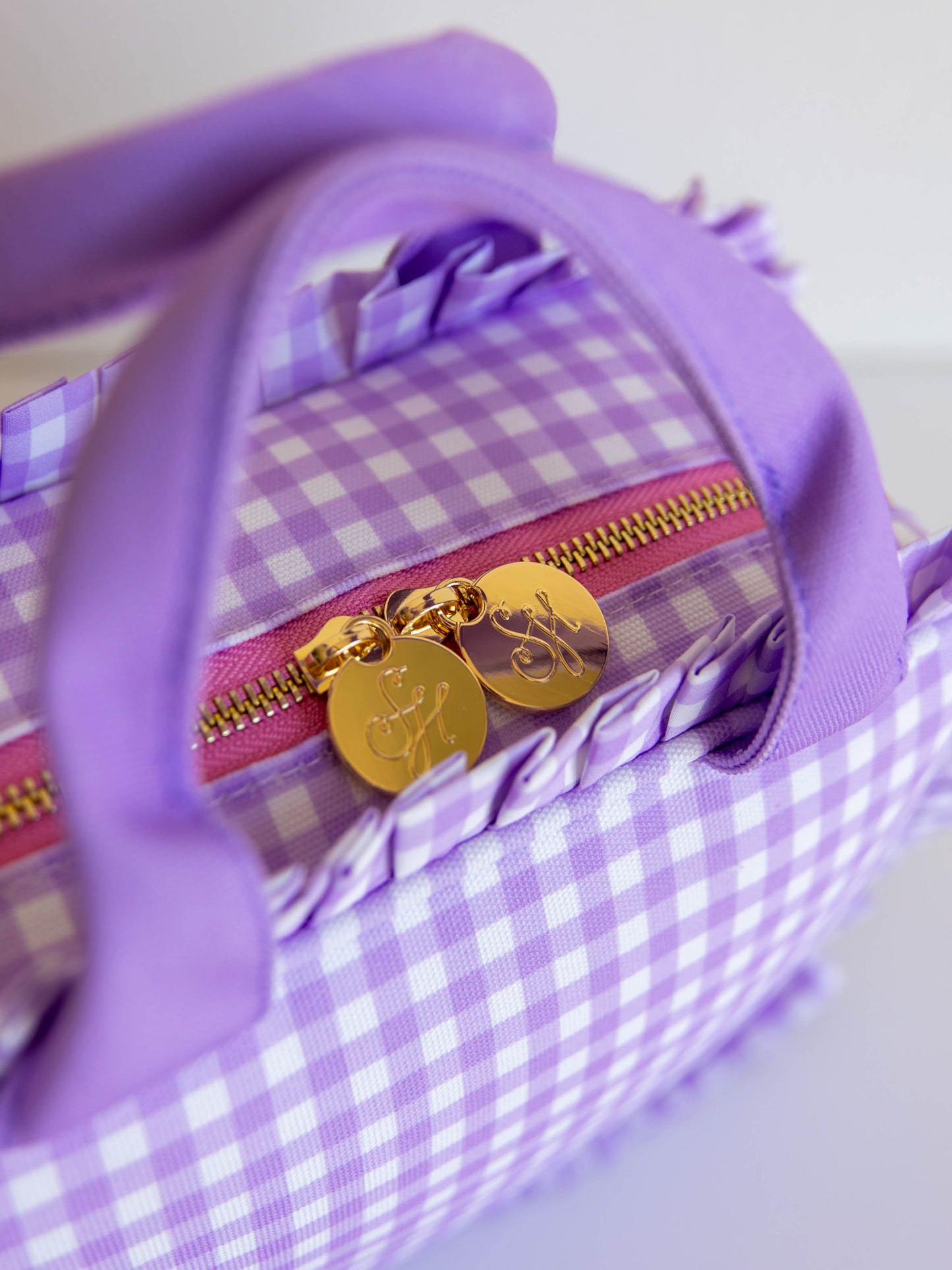 Ruffled Lunch Kit - Lavender Gingham