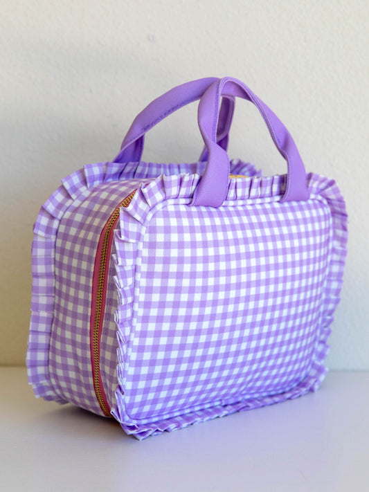 Ruffled Lunch Kit - Lavender Gingham