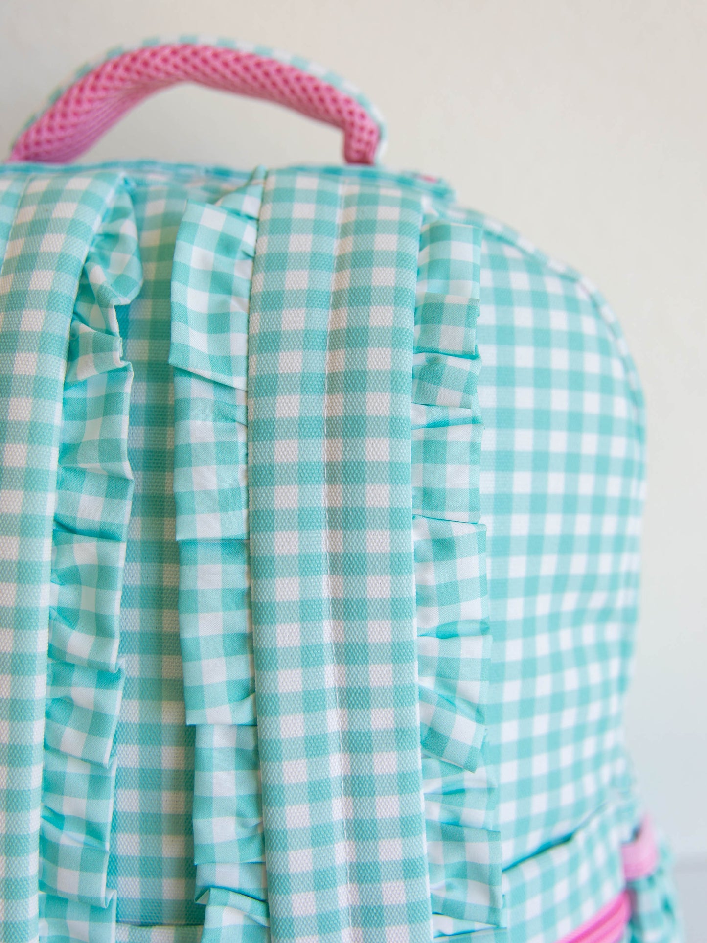 Up close picture of back strap ruffle