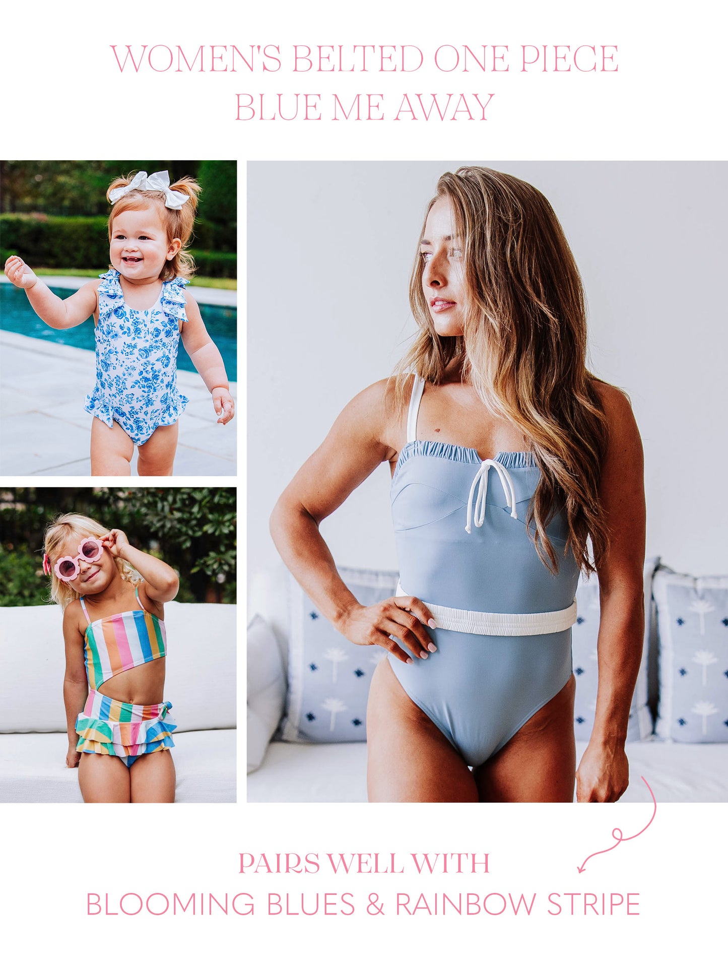 Women's Belted One Piece - Blue Me Away