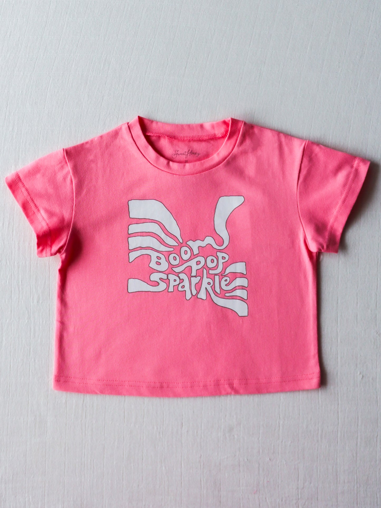 Graphic Tee - Boom Pop Sparkle in White