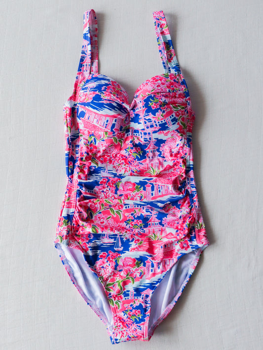 Women's Ruched One Piece - Floral Paradise