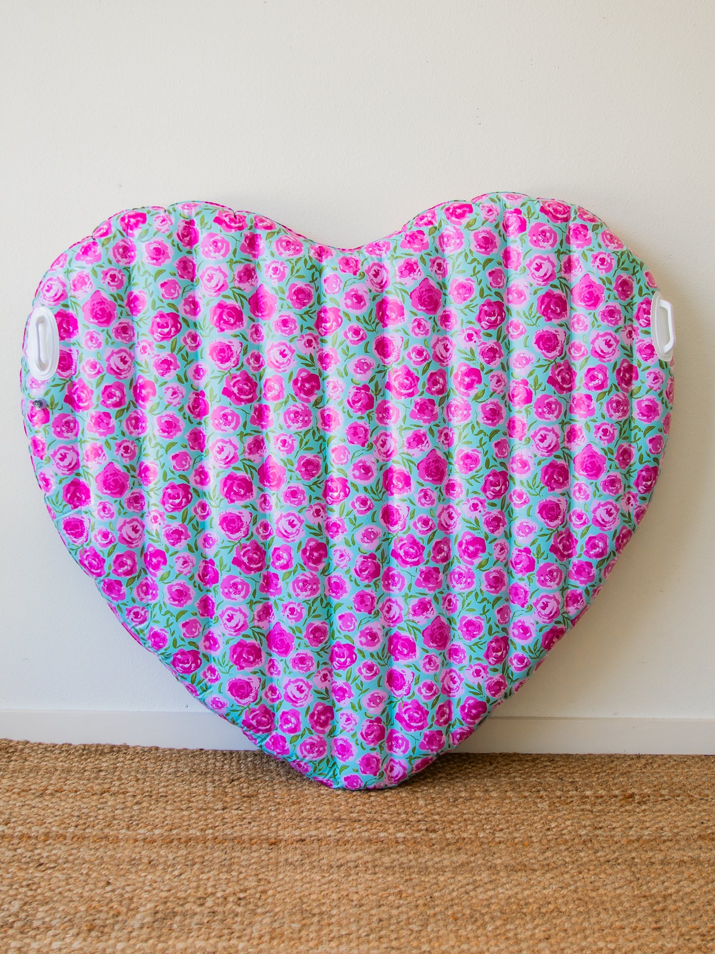 Heart Pool Float - Covered in Roses on Aqua