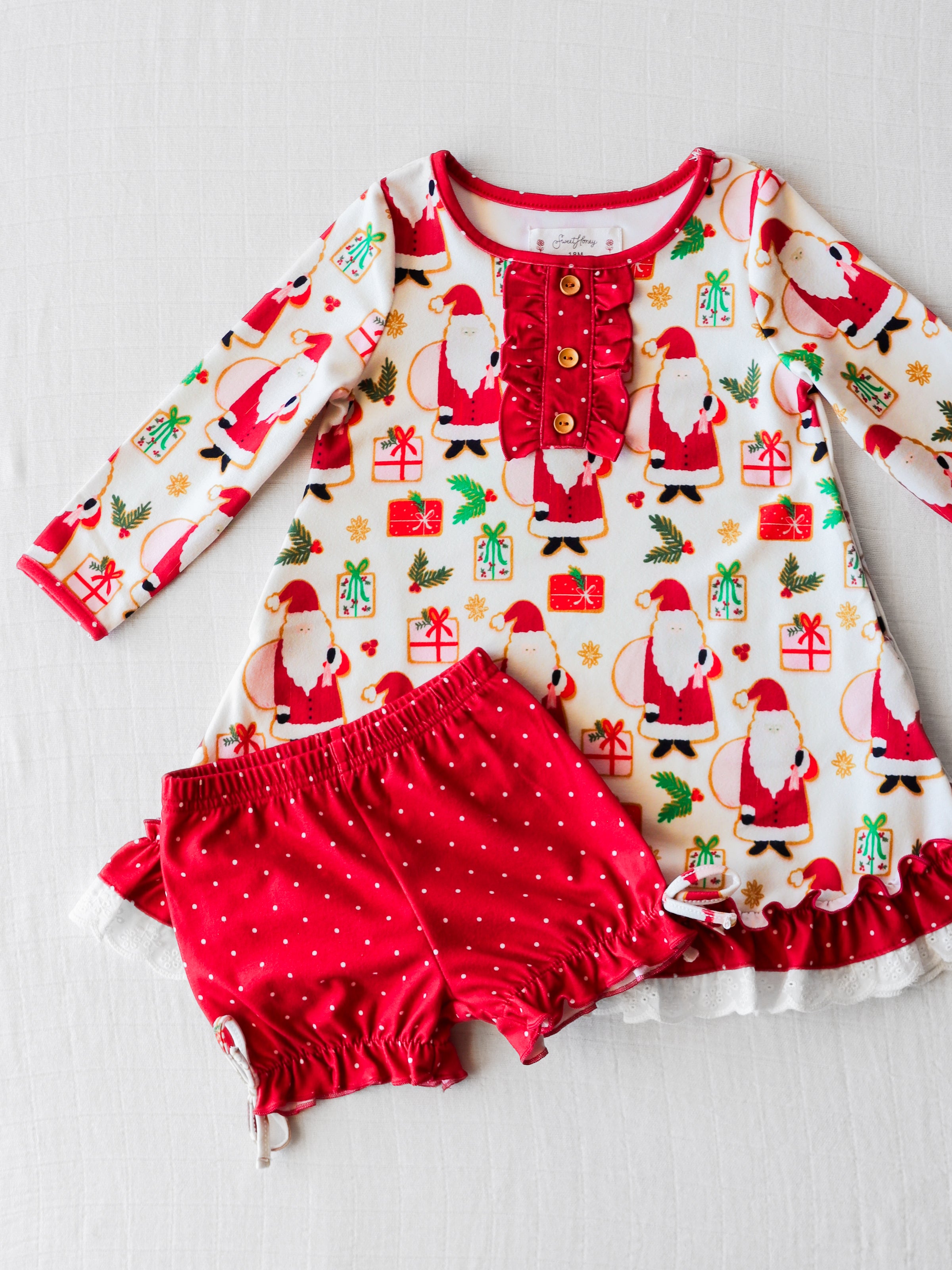 Good Sweet honey red santa dress - 12 month