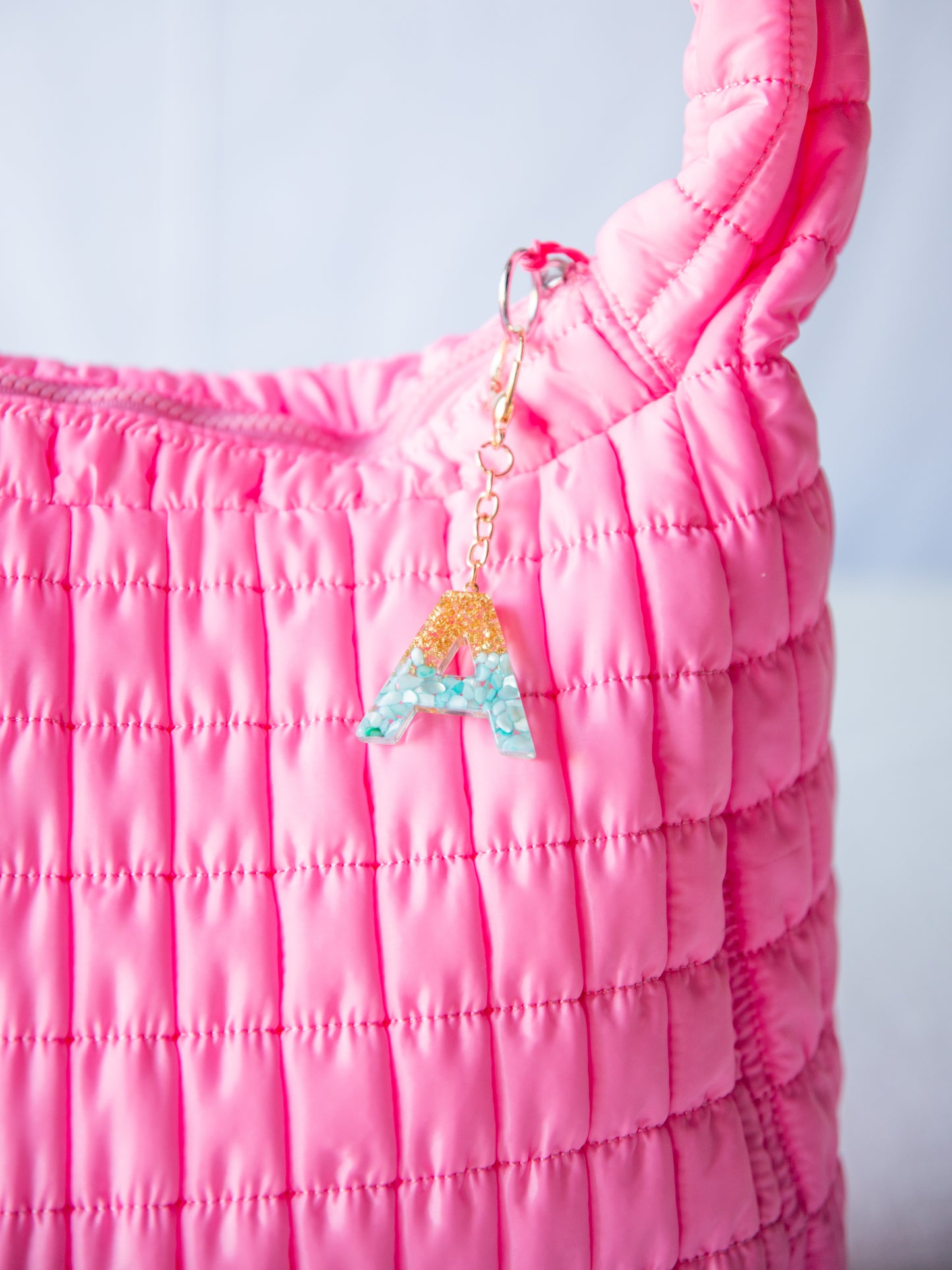 Letter Key Chain - Blue Pebbles