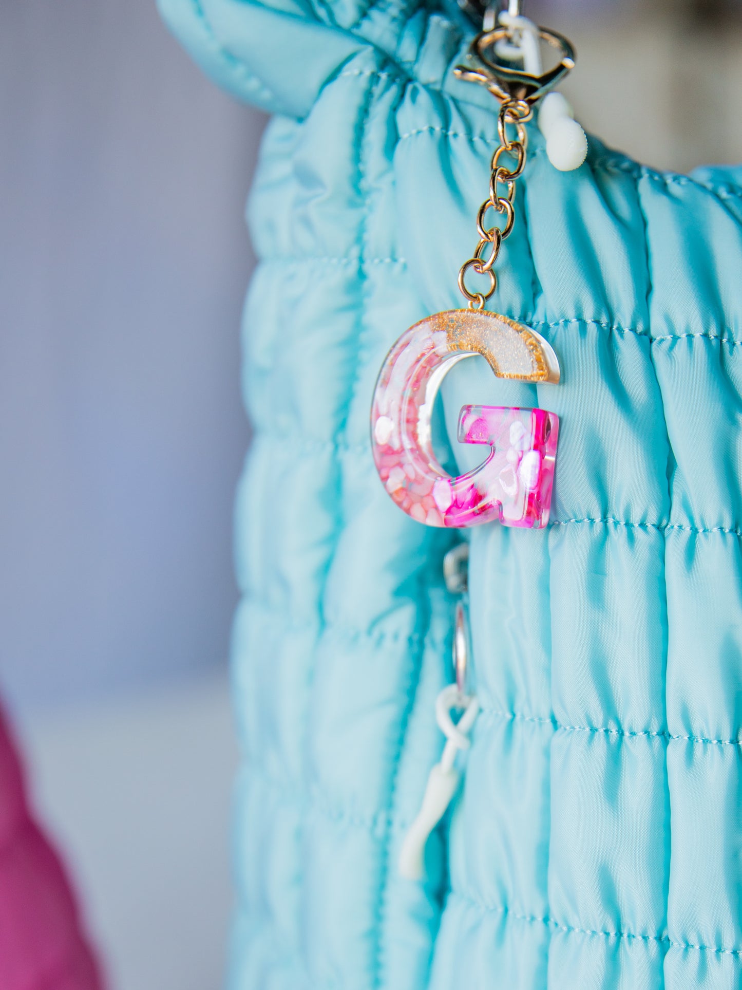 Letter Key Chain - Pink Pebbles