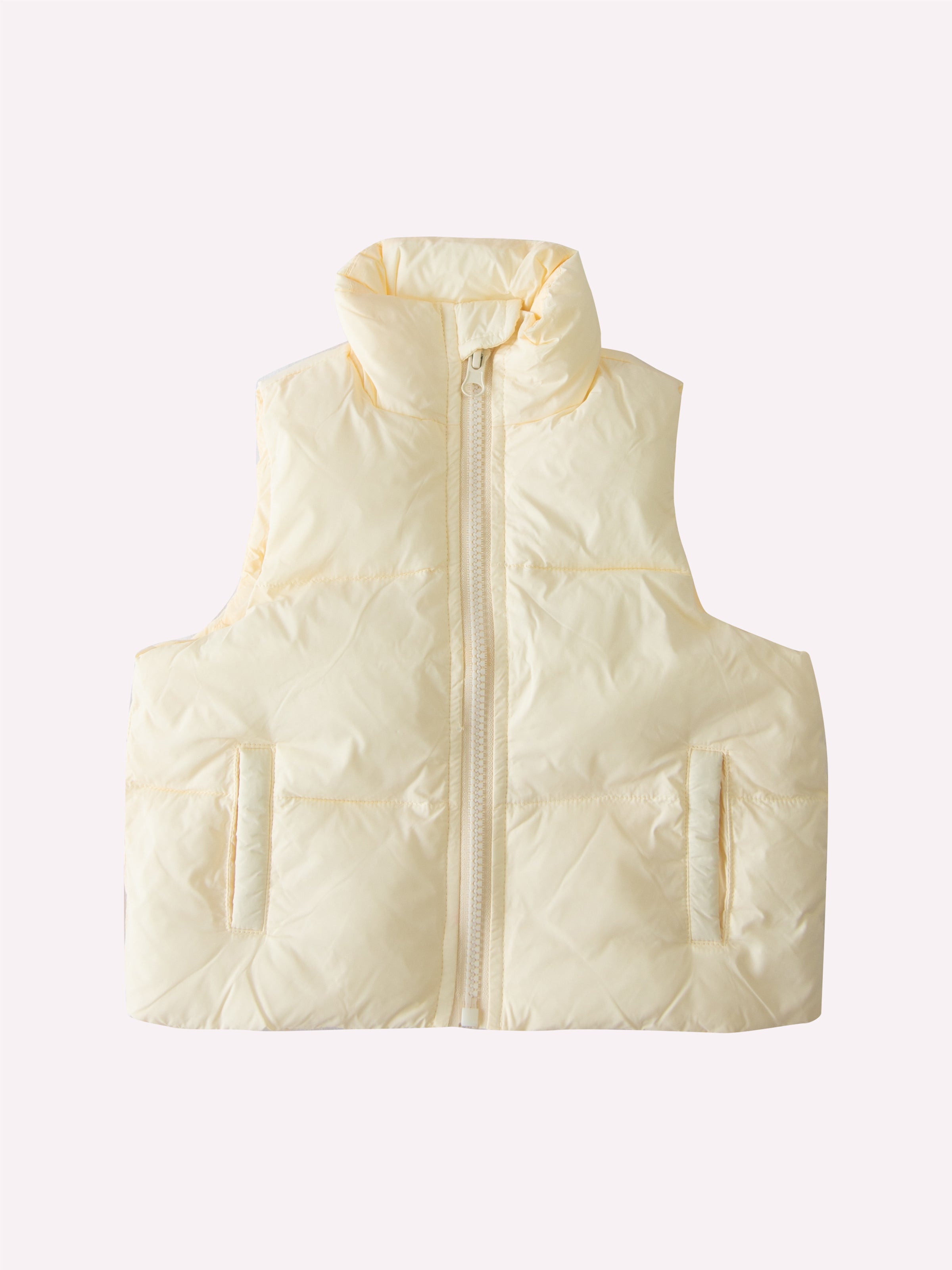 Cropped Puffer Vest - Ivory - SweetHoney Clothing