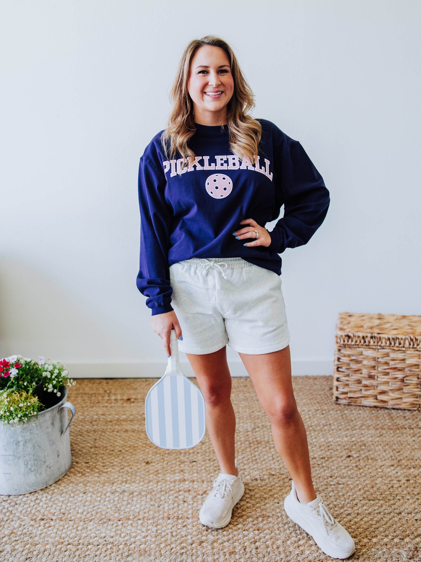 Women's Warm Knit Sweatshirt - Pickleball Navy