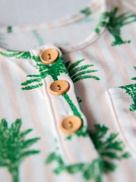 Cloud Short Set Pajamas - Palm Tree Stripes