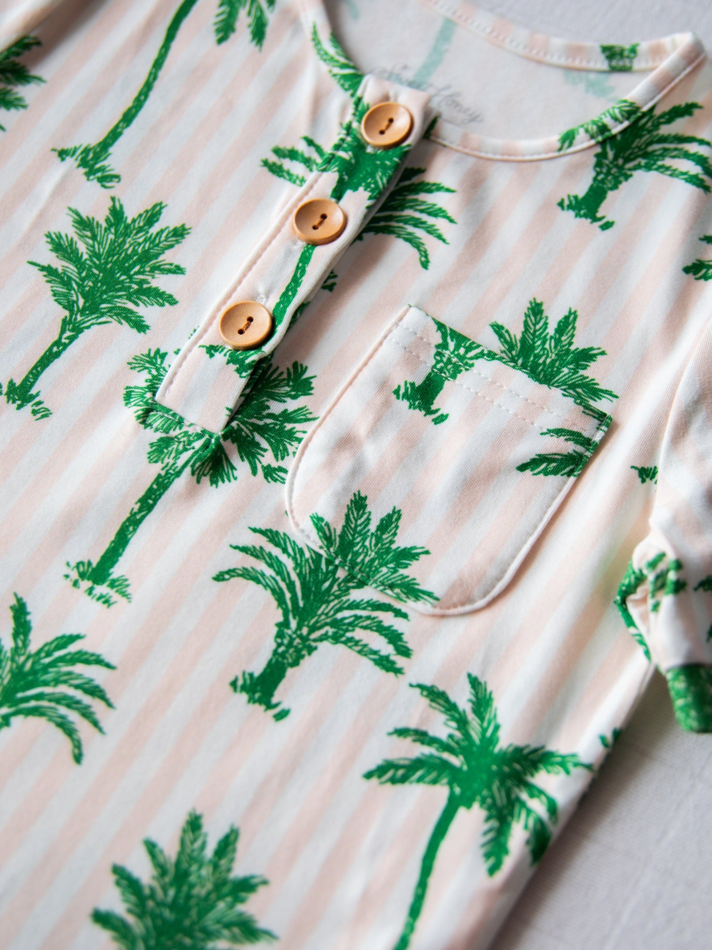 Cloud Short Set Pajamas - Palm Tree Stripes