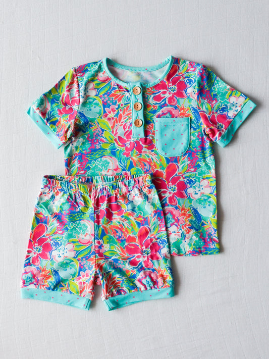Cloud Short Set Pajamas - Hawaiian Blooms