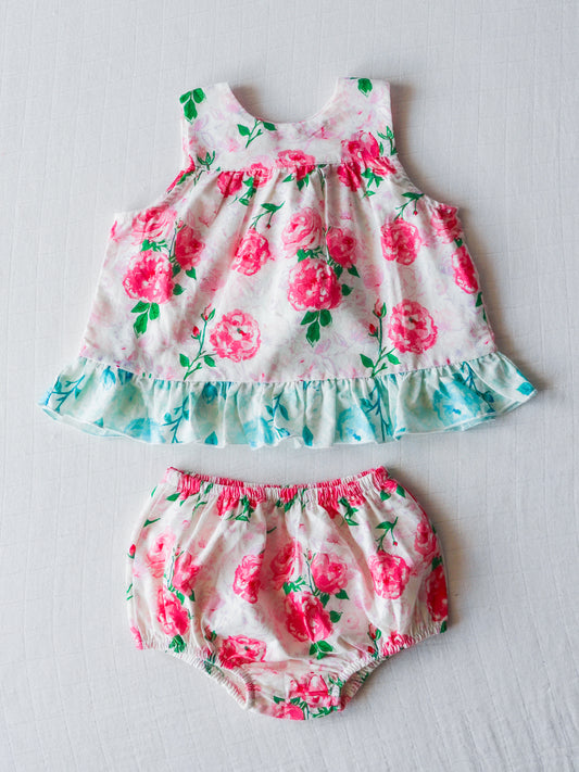 Vintage Playsuit - Raspberry Roses