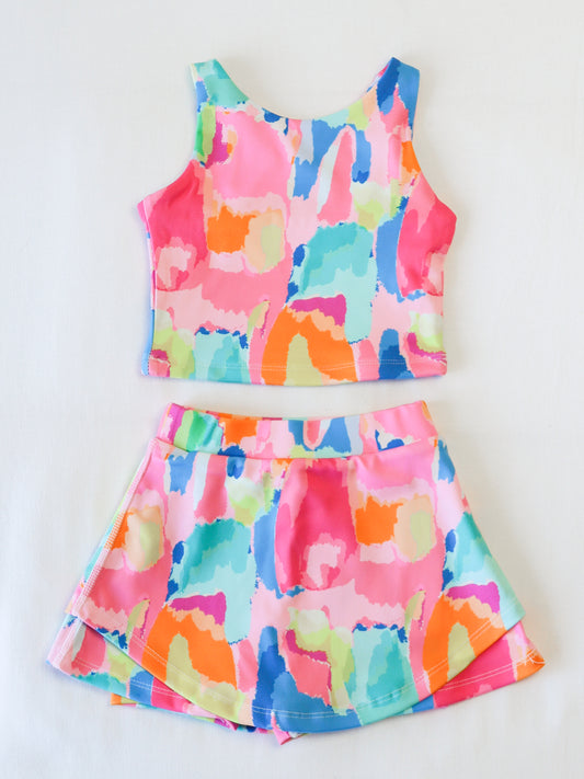 Active Skort Set - Rainbow Splash