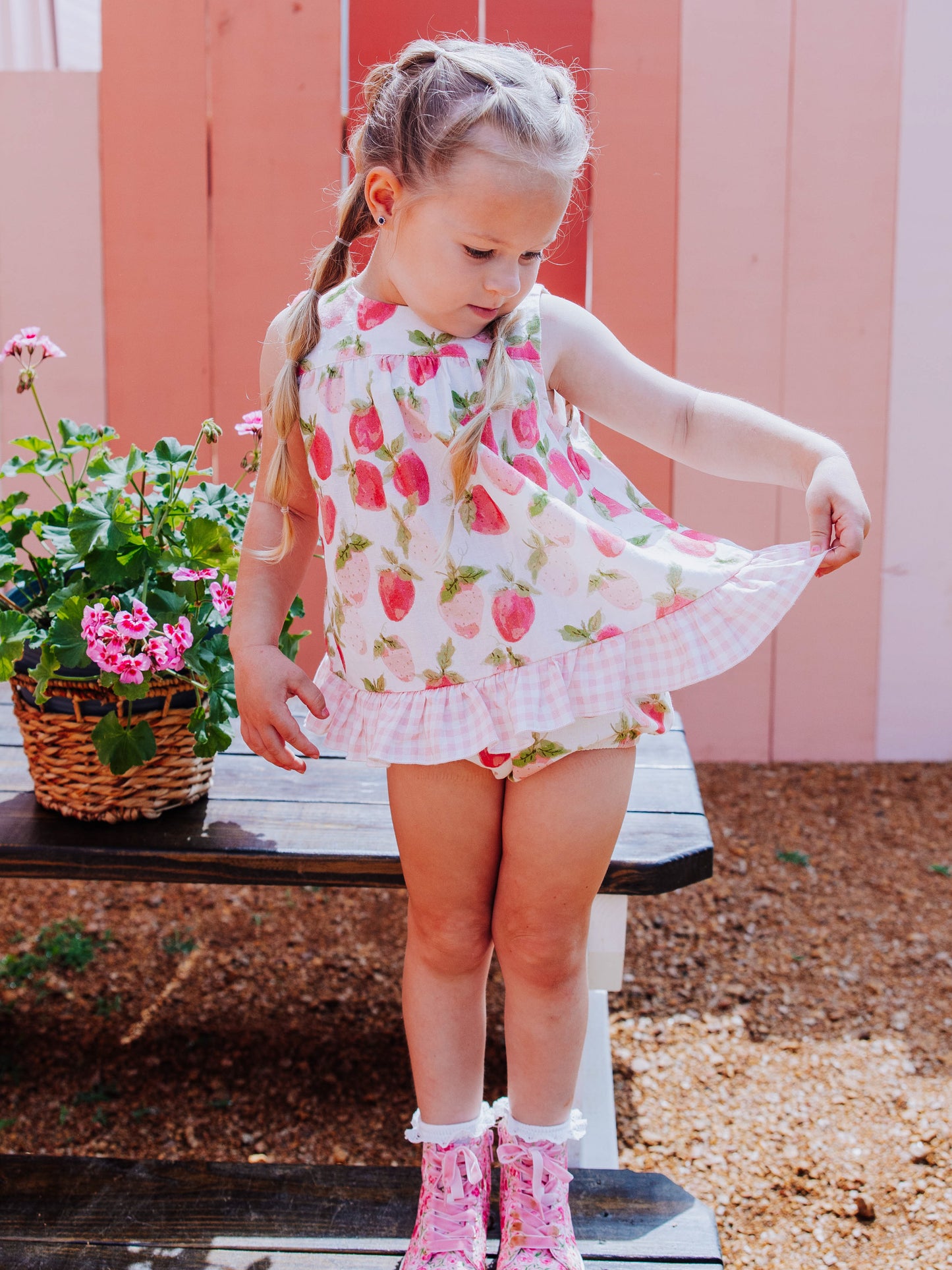 Vintage Playsuit - Watercolor Strawberries