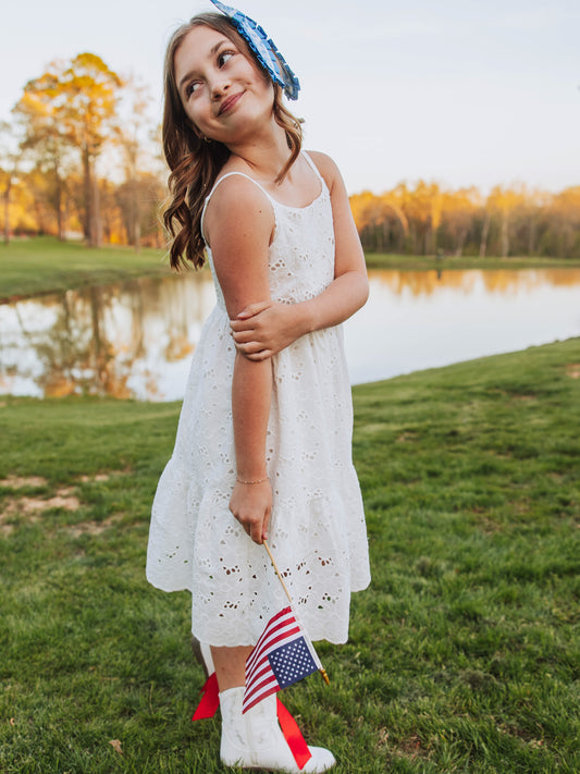 Smocked Sundress - White Eyelet Lace