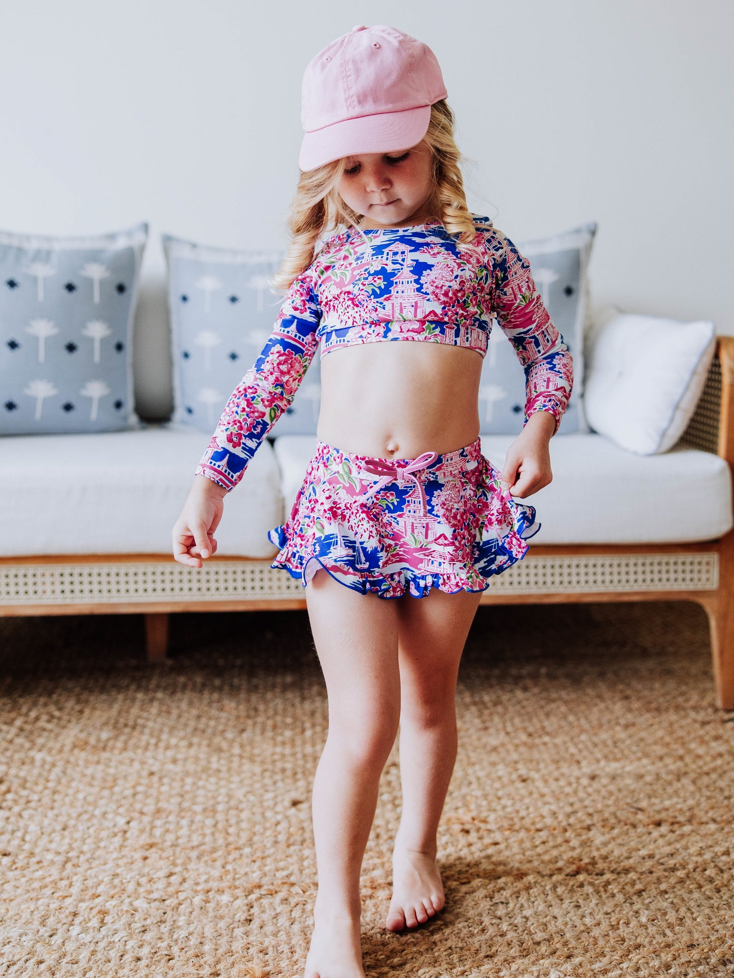 Skirted Crop Rash Guard - Floral Paradise