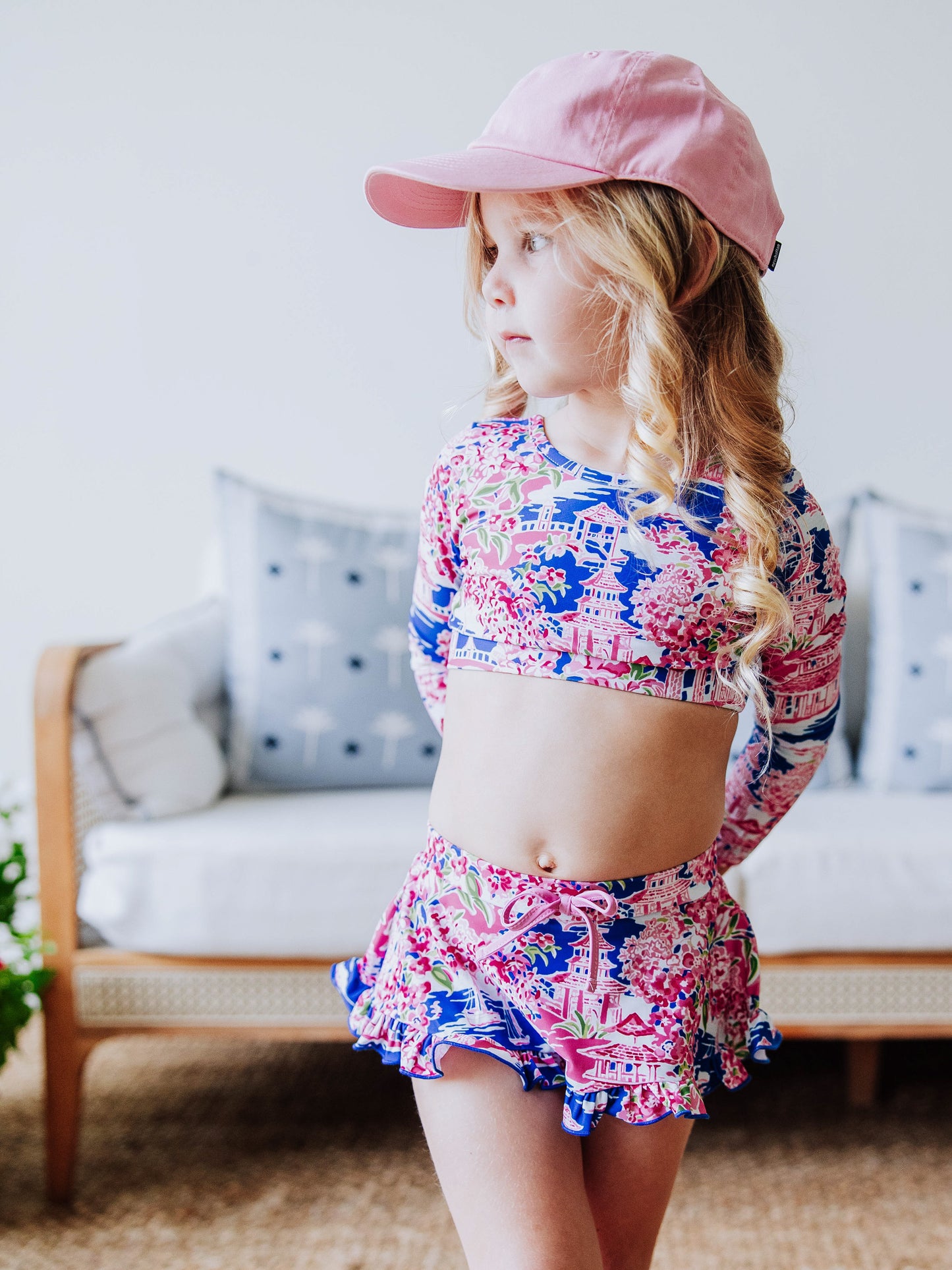 Skirted Crop Rash Guard - Floral Paradise