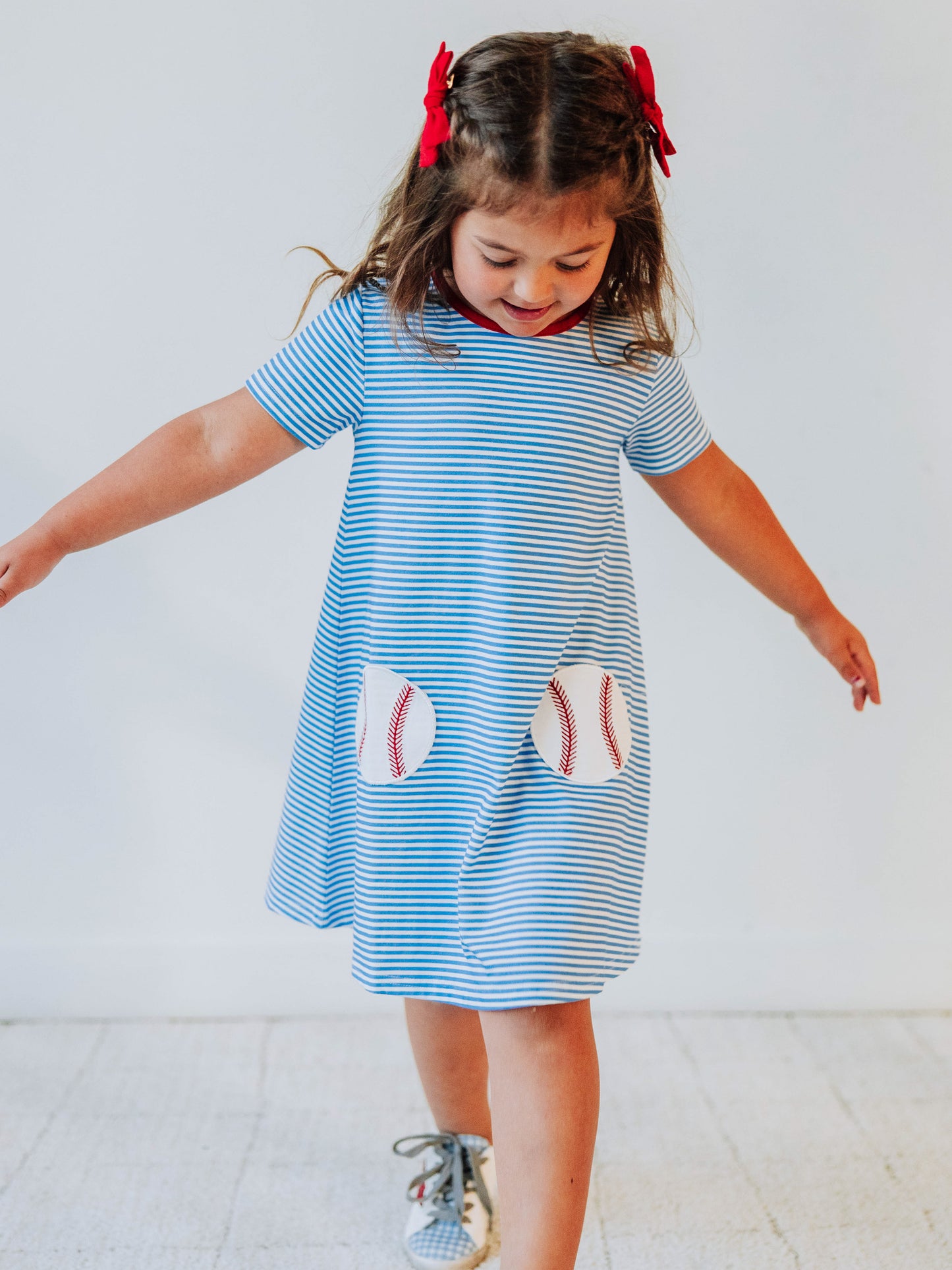 Swing Dress - Baseball Blue Stripes