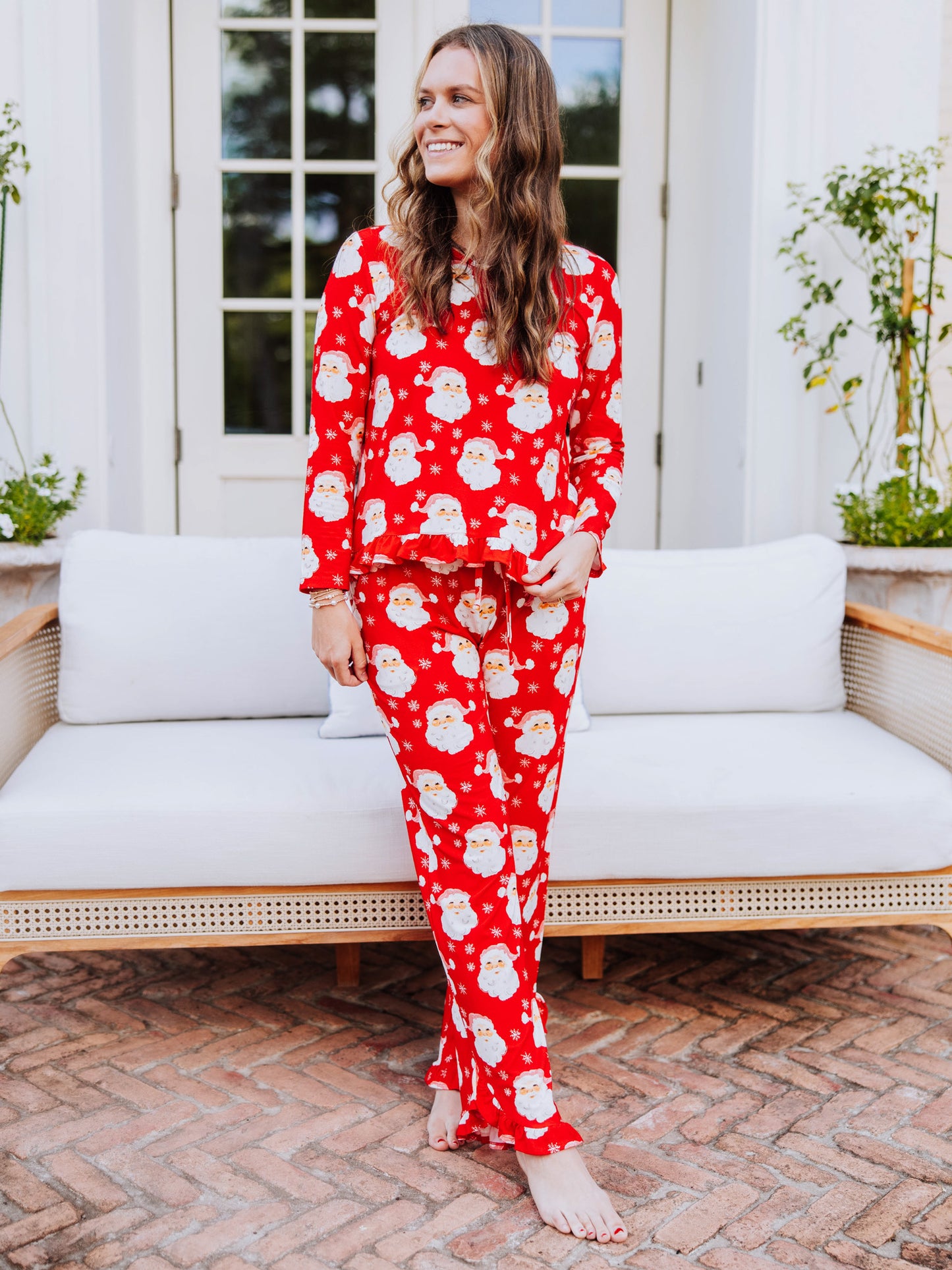 Women's Ruffled Pant Set - Jolly Santa