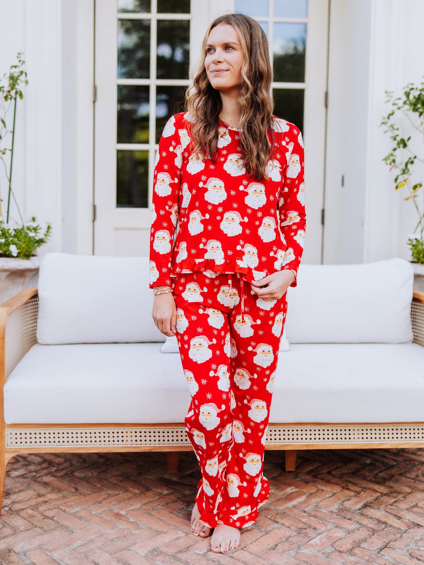 Women's Ruffled Pant Set - Jolly Santa
