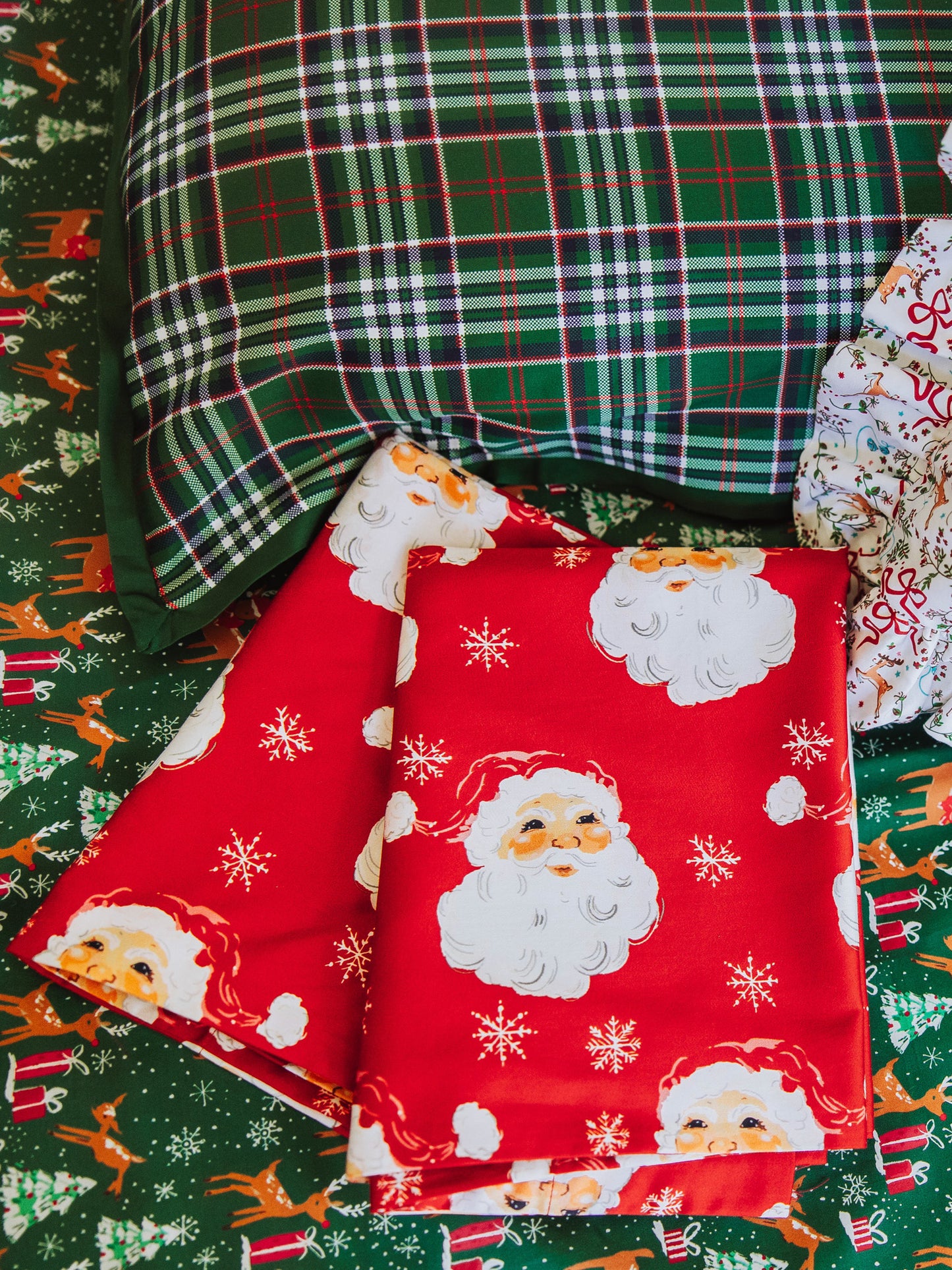 staged photo of different holiday prints. 