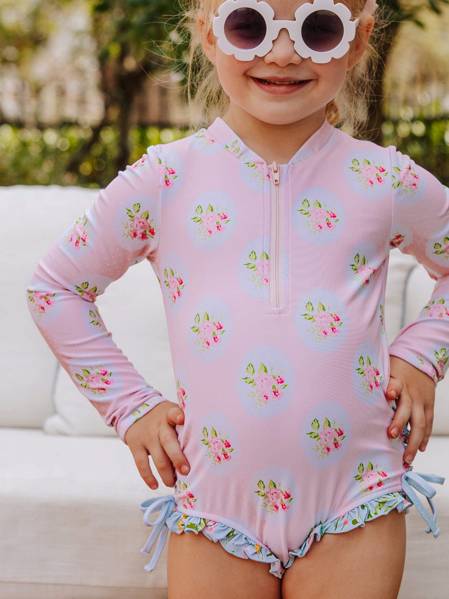 Solid Rash Guard - Kiwi Roses