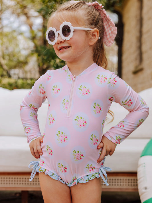 Solid Rash Guard - Kiwi Roses