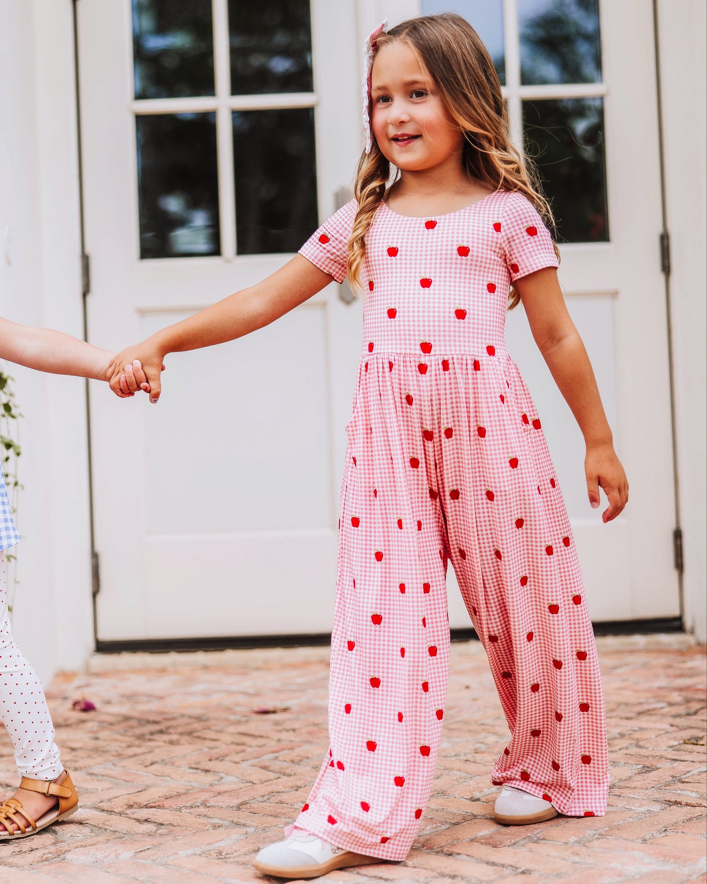 Leggy Romper - Apple Gingham Pink