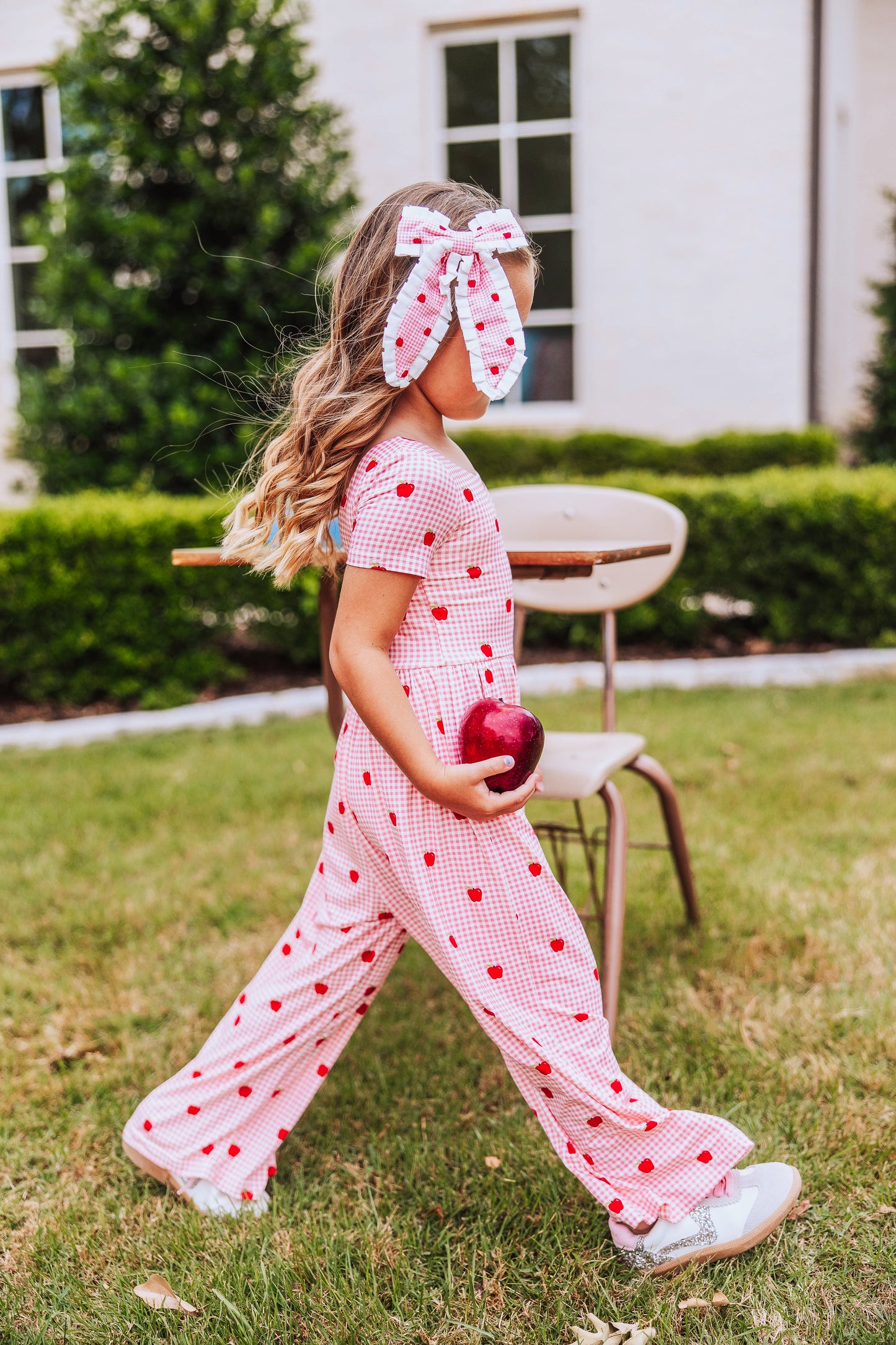 Leggy Romper - Apple Gingham Pink