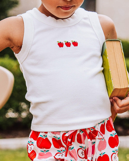 Ribbed Knit Tank Top - Ivory Apples