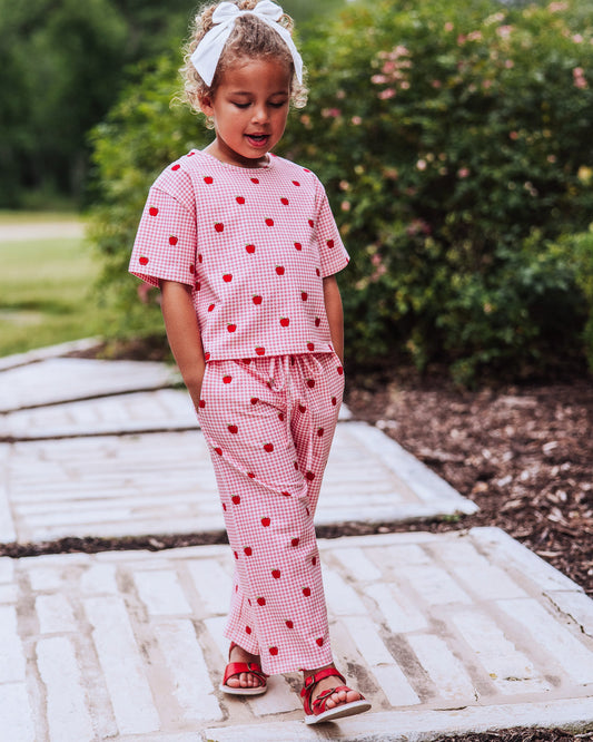 Relaxed Pant Set - Apple Gingham Pink