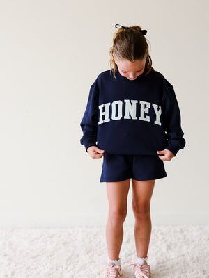 Mock Neck Sweat Set - Honey on Navy