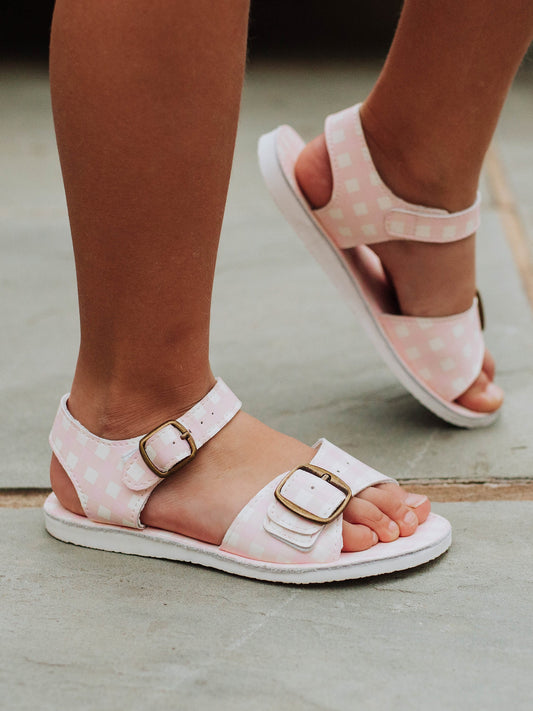 Ankle Strap Sandals - Pink Gingham