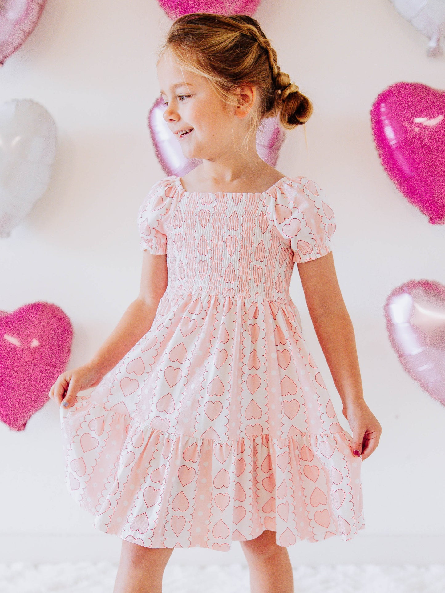 Puff Sleeved Dress - Mirrored Hearts
