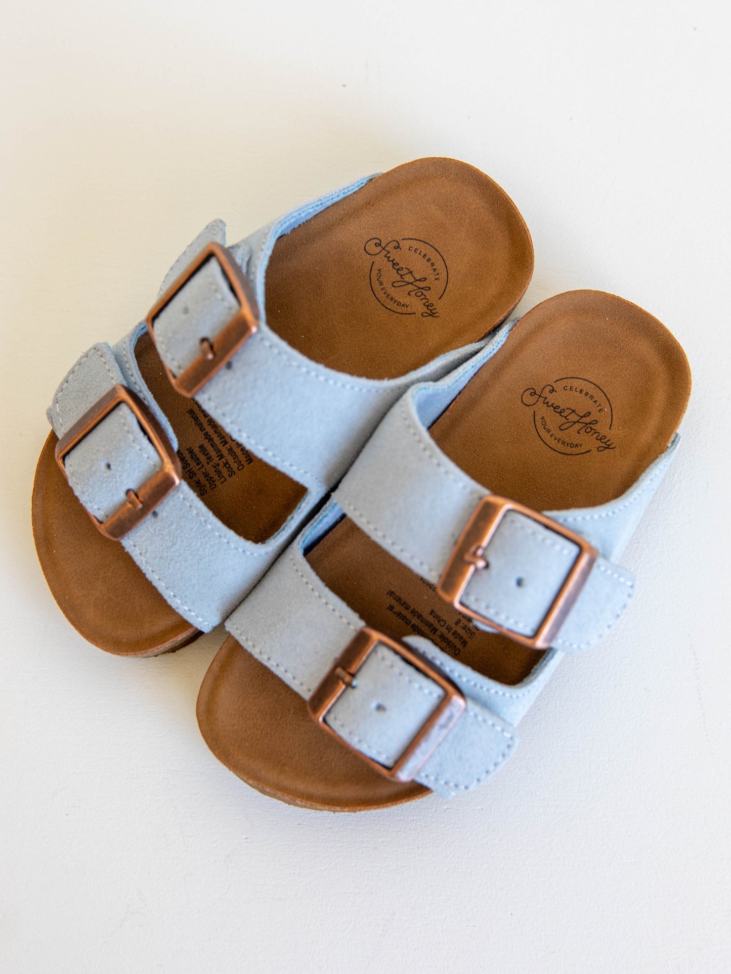 SweetHoney Suede Sandals - Sky Blue