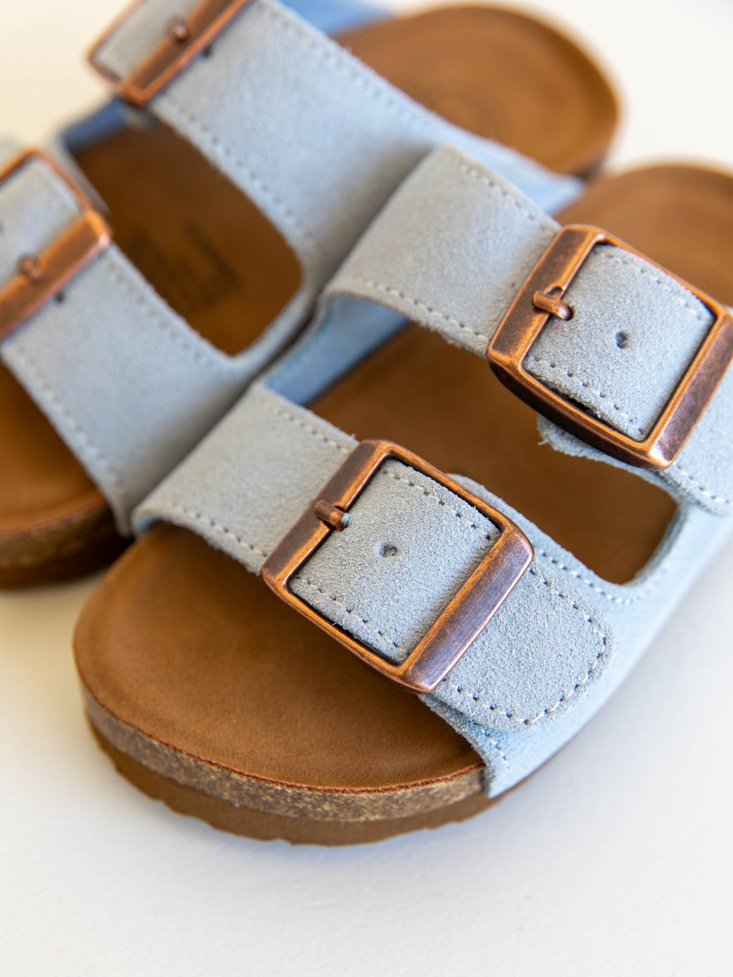 SweetHoney Suede Sandals - Sky Blue