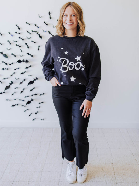 Women’s Oversized Warm Knit Sweatshirt  - Spooky Night Sky