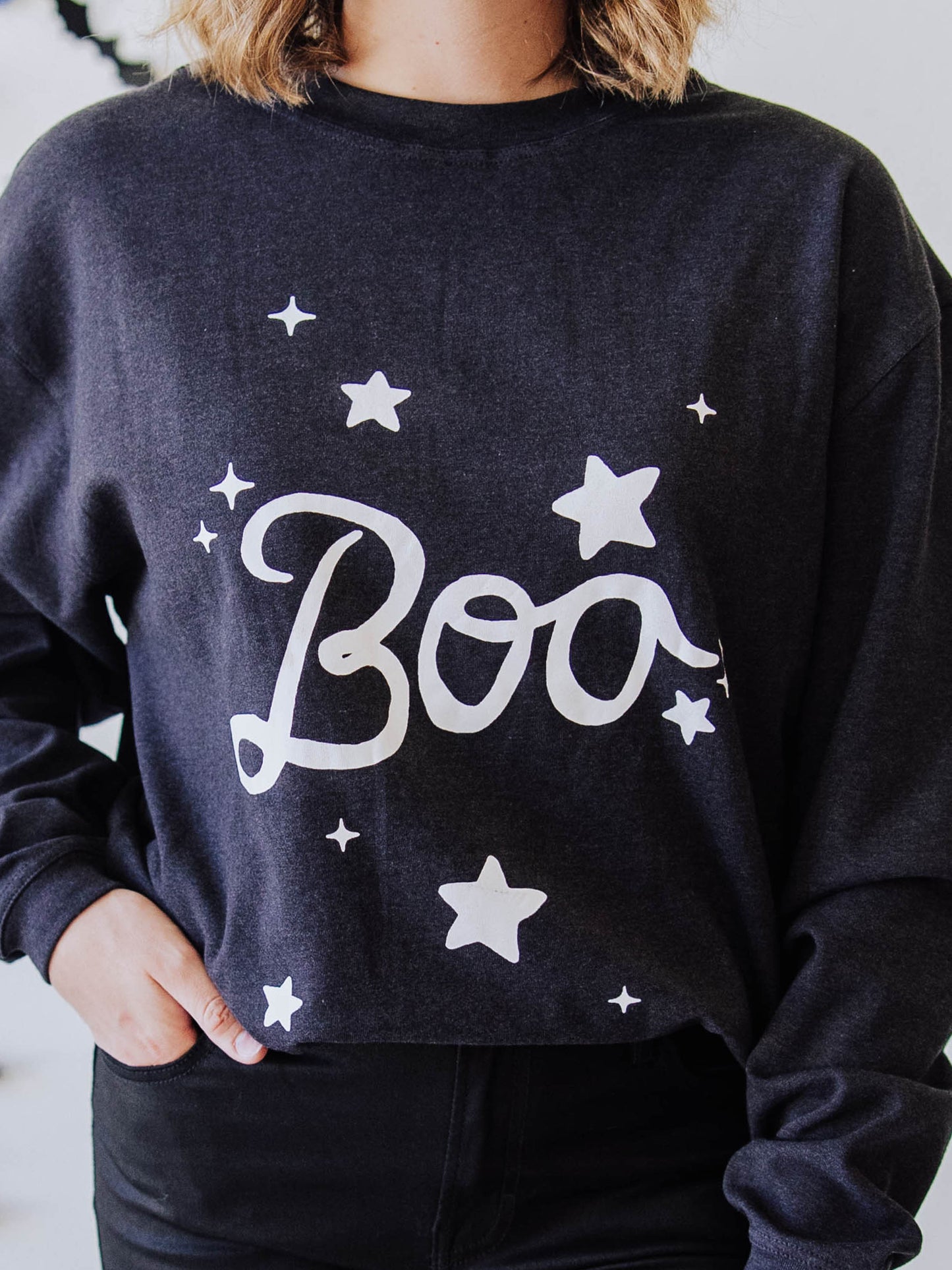 Women's Oversized Warm Knit Sweatshirt - Spooky Night Sky